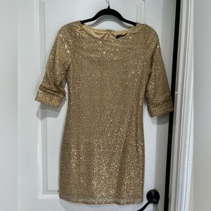 ABS by Allen Schwartz Gold Sequined Stretch Mini Dress